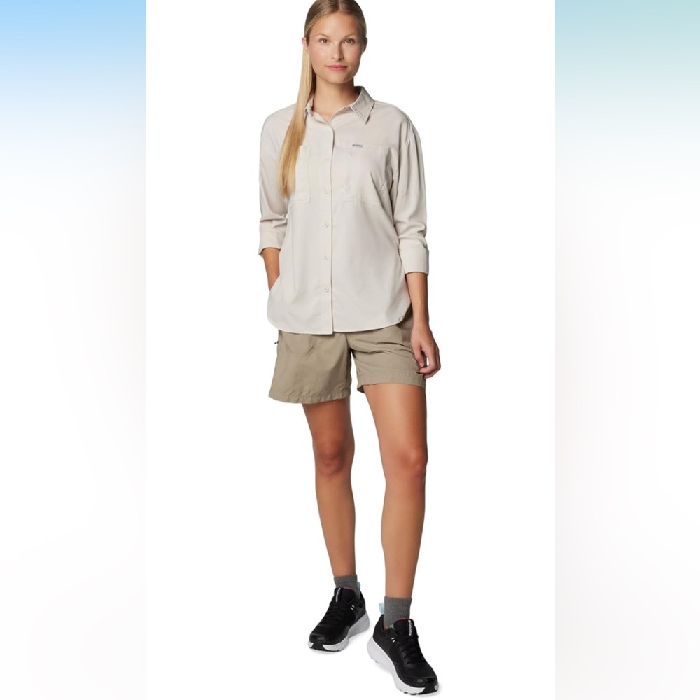 94. Columbia Walnut River Khaki Belted Cargo Shorts - Picture 4 of 10